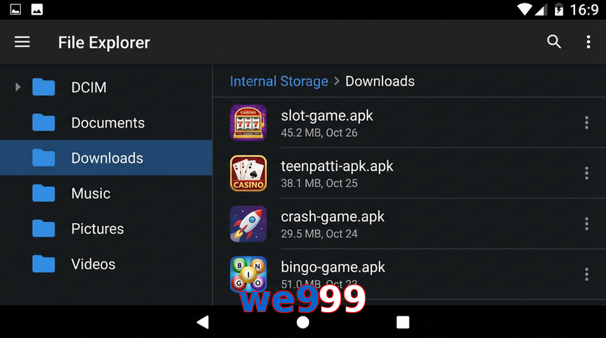 Main screen of We999 gameapk page for PK players