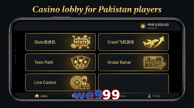 Lobby view of We999 for Pakistan users